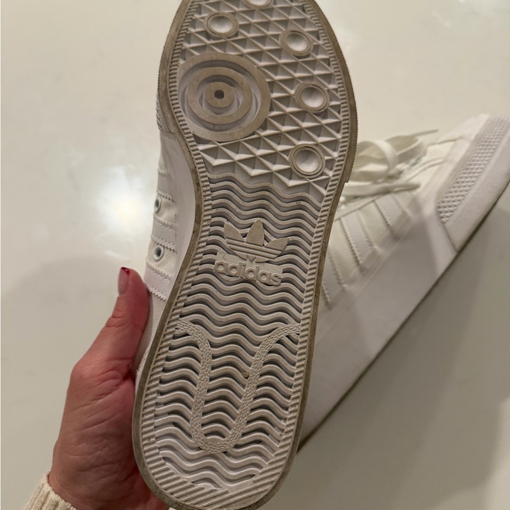ADIDAS•white Nizza canvas platform lace up sneakers 10 - Picture 7 of 10